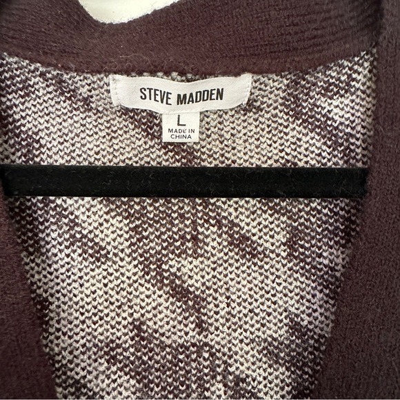 Steve Madden | Black & White Houndstooth Long Cardigan Sweater Size L - Picture 6 of 13